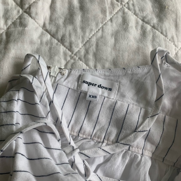 Super Down Livia Striped Ruffle Dress in White - Picture 4 of 4